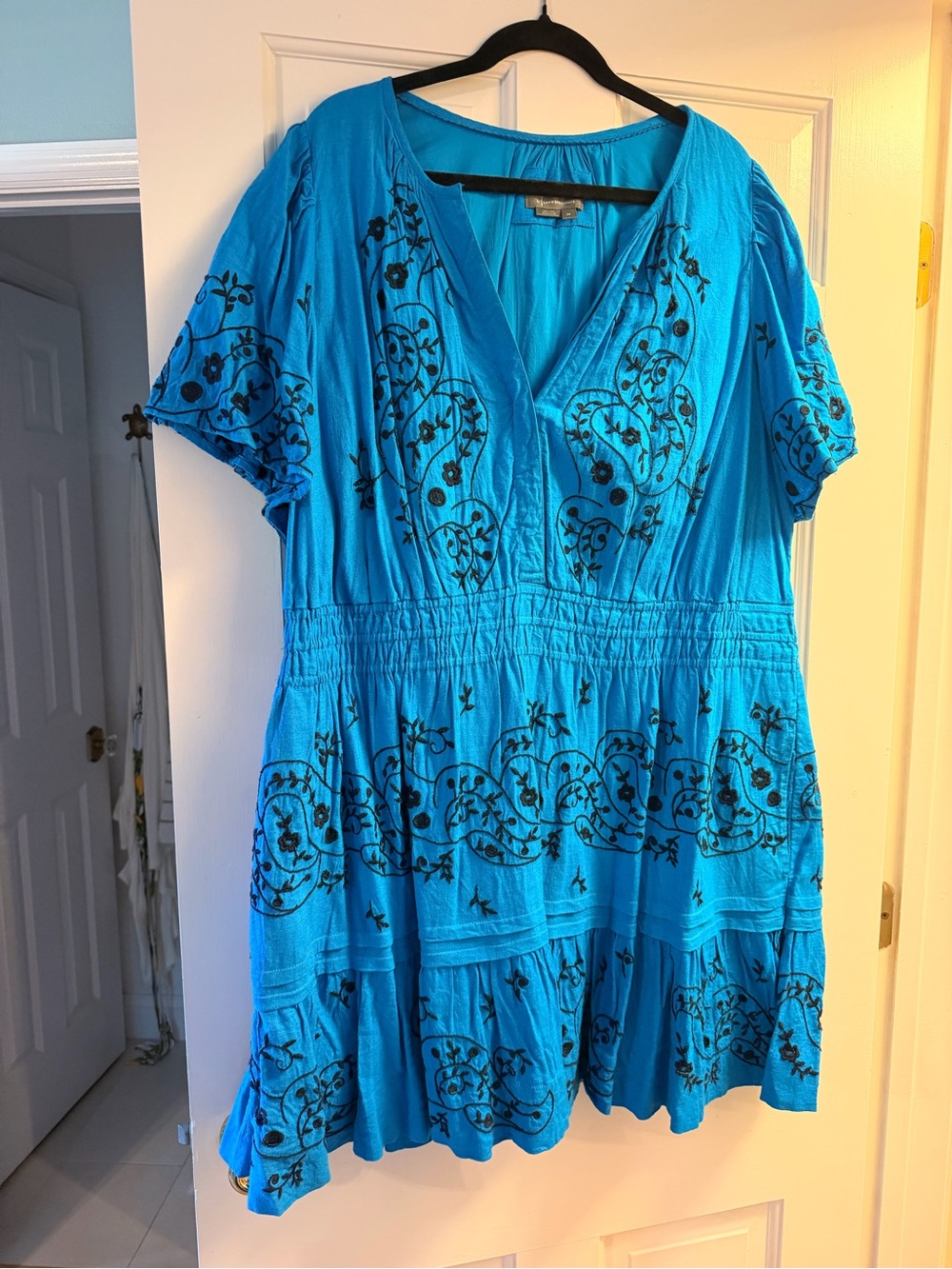 Anthropologie Embroidered V-Neck Dress